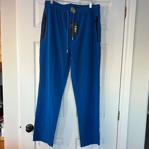 Men's Blue Track pants with Black Zipper Accents